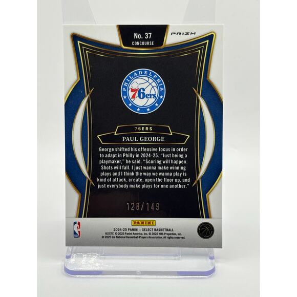2024-25 Panini Select Paul George White Prizm 128/149 SP Philadelphia 76'ers - Picture 2 of 2